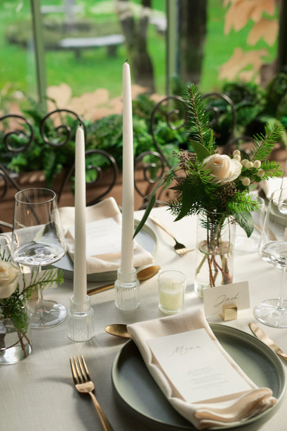 Set of 2 White Taper Candles (Add-on)